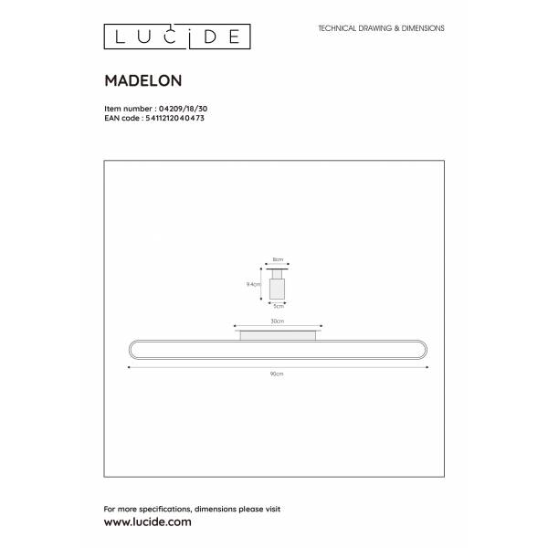 Lucide MADELON - Wandlamp Badkamer - LED - 1x18W 2700K - IP44 - Zwart Lucide