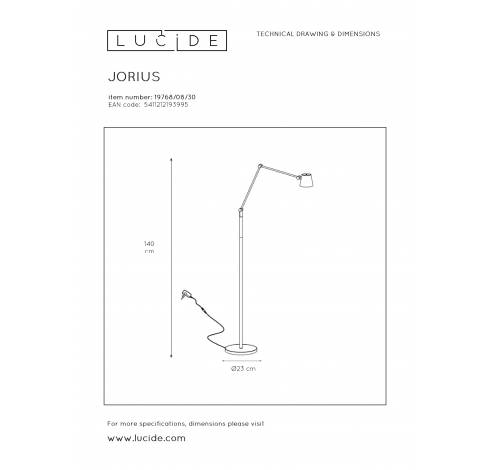JORIUS - Leeslamp - Ø 23 cm - LED Dimb. - 1x8W 3000K - Zwart Lucide  Lucide