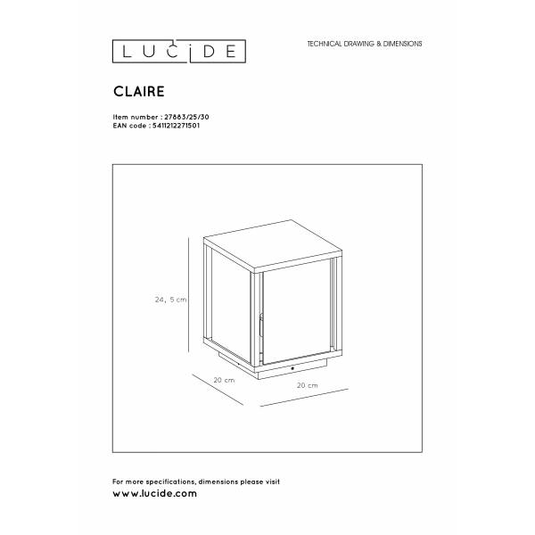 Lucide CLAIRE - Sokkellamp Buiten - 1xE27 - IP54 - Antraciet Lucide