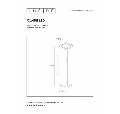 CLAIRE MINI - Wandlamp Buiten - 2xE27 - IP54 - Antraciet Lucide  Lucide