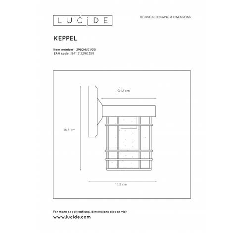 KEPPEL - Wandlamp Buiten - 1xE27 - IP23 - Zwart Lucide  Lucide