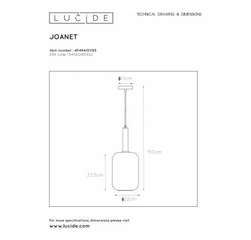 JOANET - Hanglamp - Ø 22 cm - 1xE27 - Fumé Lucide  Lucide