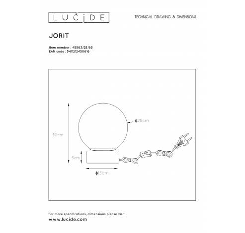 JORIT - Tafellamp - Ø 25 cm - 1xE27 - Fumé Lucide  Lucide