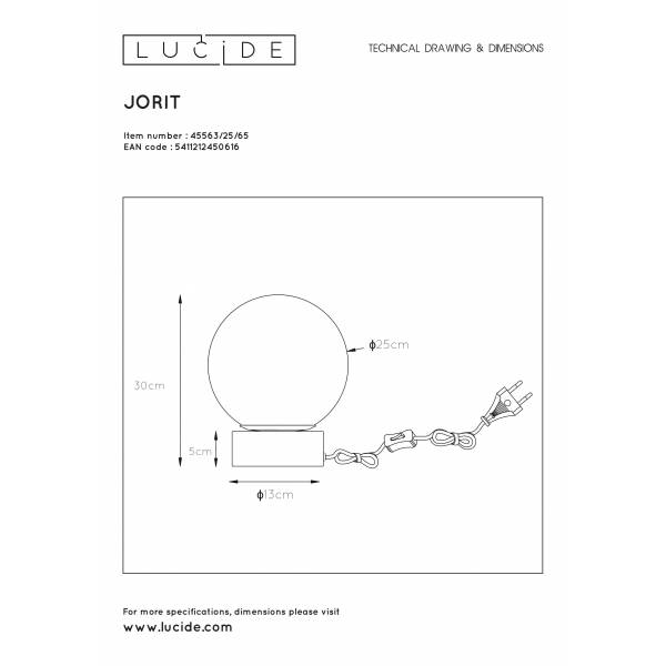 Lucide JORIT - Tafellamp - Ø 25 cm - 1xE27 - Fumé Lucide