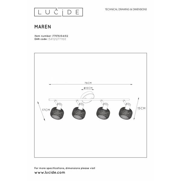 Lucide MAREN - Plafondspot - 4xE14 - Mat Goud / Messing Lucide