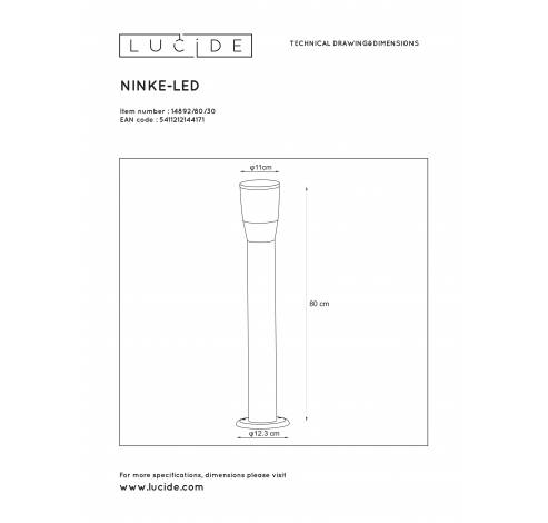 NINKE - Sokkellamp Buiten - Ø 11 cm - 1xGU10 - IP54 - Zwart Lucide  Lucide