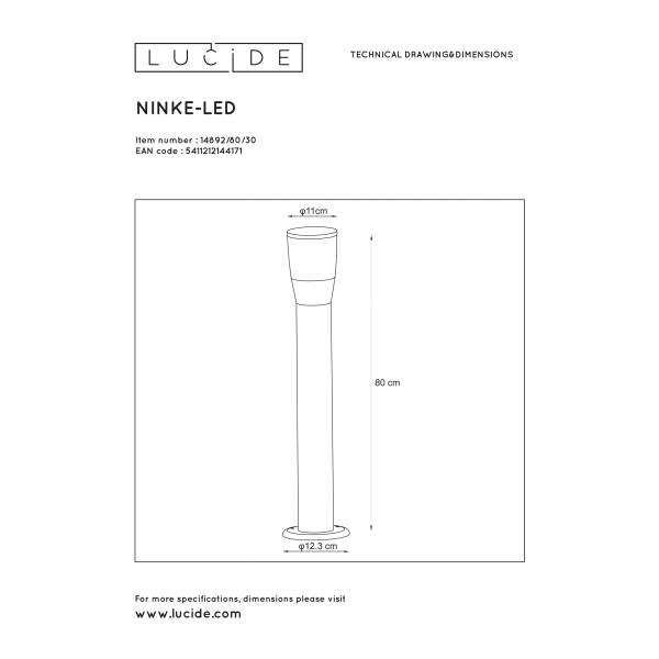 Lucide NINKE - Sokkellamp Buiten - Ø 11 cm - 1xGU10 - IP54 - Zwart Lucide