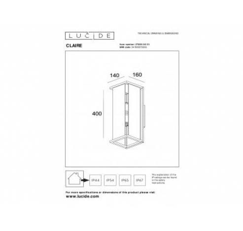 CLAIRE Wandlamp Buiten-Wit-2xE27-15W-IP54-Glas  Lucide