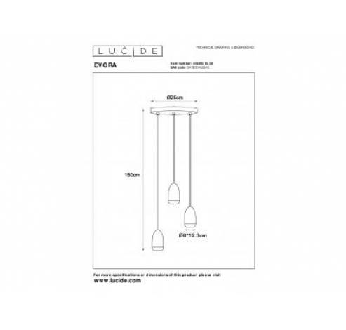 EVORA Hanglamp-Zwart-Ø25-3xGU10-35W-Metaal  Lucide