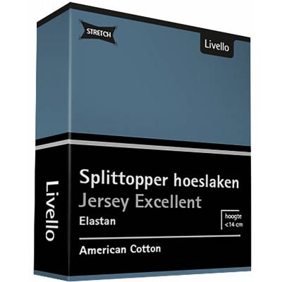 Hoeslaken Splittopper Jersey Excellent Blue 180x200  Livello Home