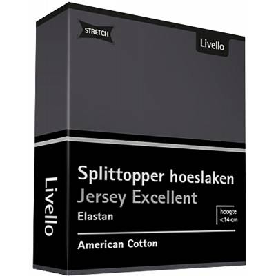 Hoeslaken Splittopper Jersey Excellent Dark Grey 180x200  Livello Home