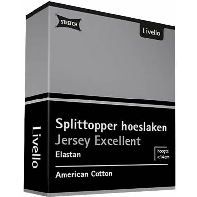 Hoeslaken Splittopper Jersey Excellent Light Grey 180x200  Livello Home
