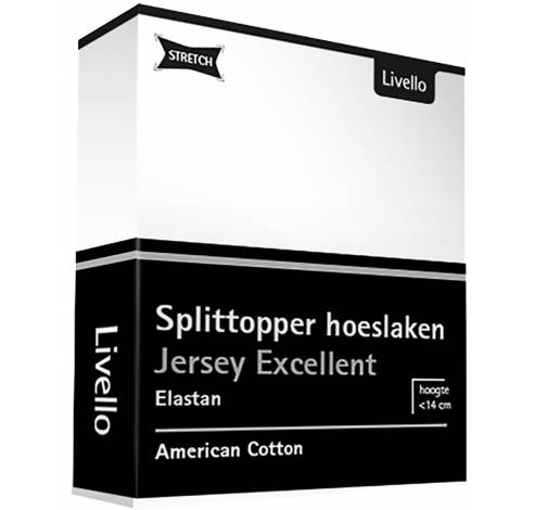 Hoeslaken Splittopper Jersey Excellent White 140x200  Livello Home