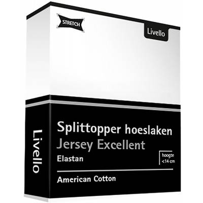 Hoeslaken Splittopper Jersey Excellent White 180x200  Livello Home