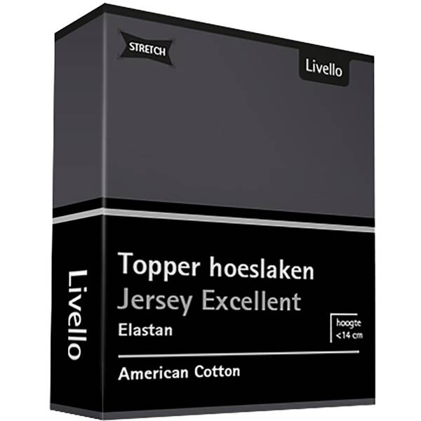 Livello Home Hoeslaken Topper Jersey Excellent Dark Grey 140x200