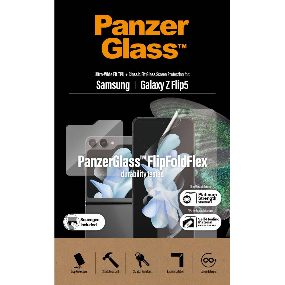 PanzerGlass Screenprotector Panzerglass samsung Galaxy z flip5 + tpu