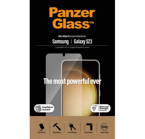 7315 Screen Protector Samsung Galaxy S23 | Ultra-Wide Fit w. EasyAligner  PanzerGlass