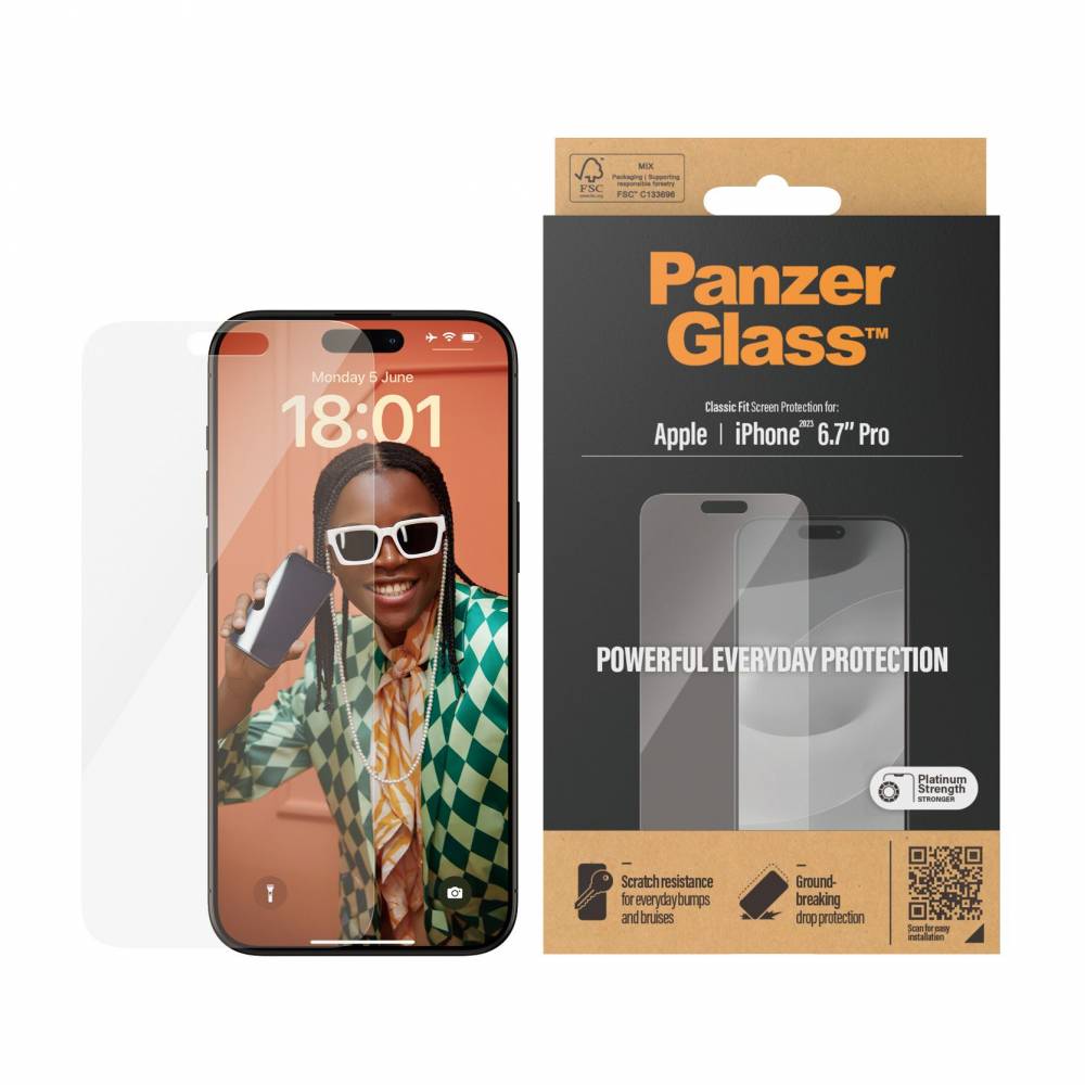 PanzerGlass Screenprotector 2808 Classic Fit Apple iPhone 15 Pro Max