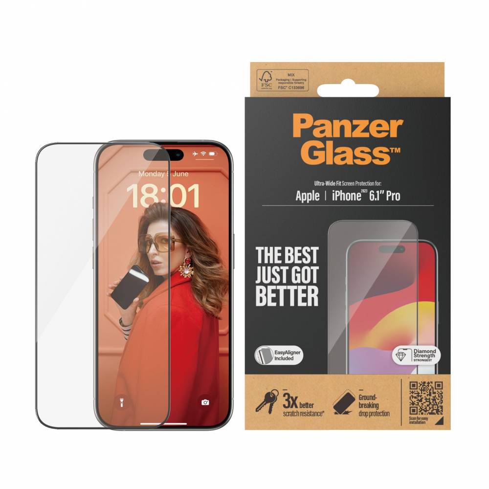 PanzerGlass Screenprotector P2810 Privacy-screenprotector iPhone 15 Pro | Ultrabrede pasvorm w. EasyAligner