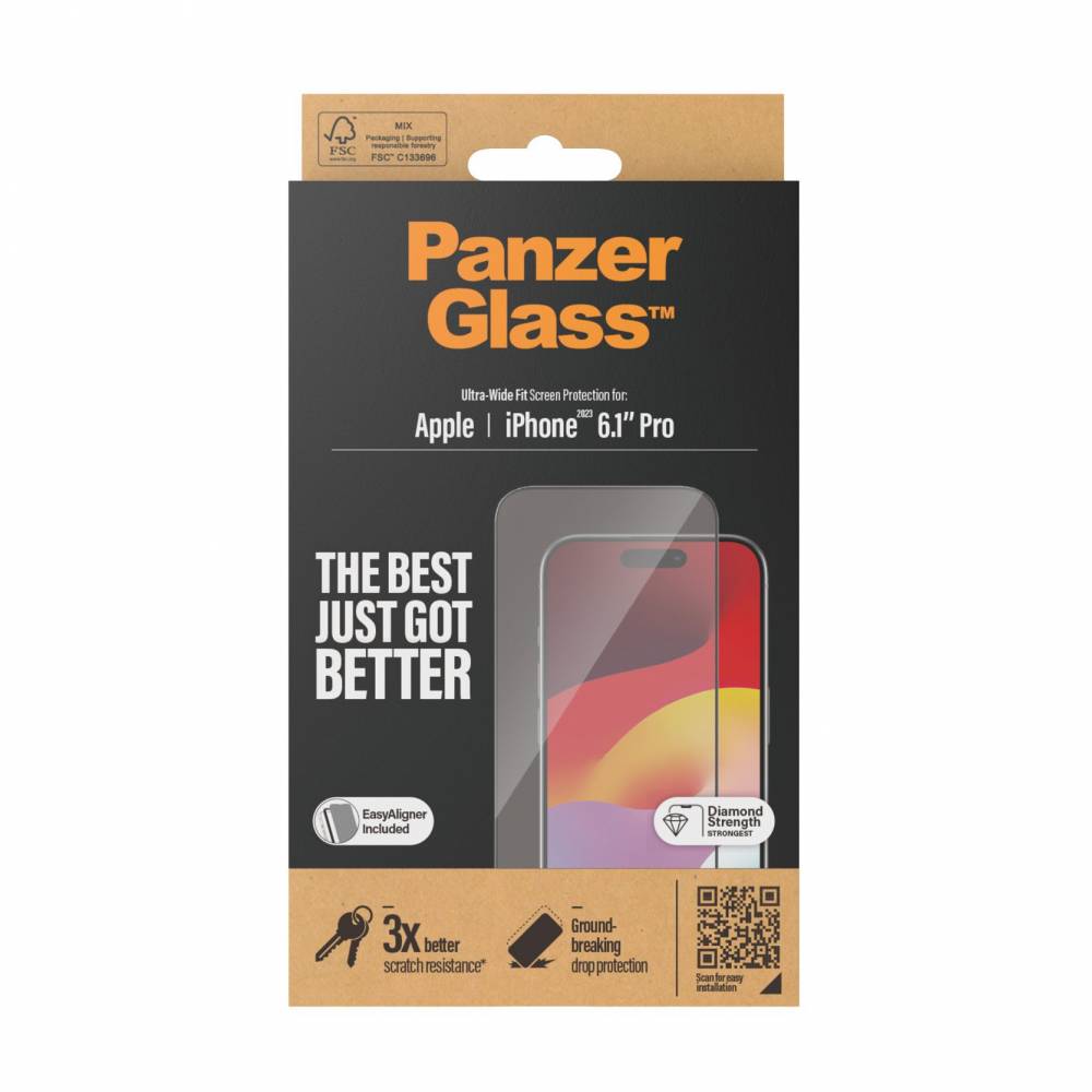 PanzerGlass Screenprotector P2810 Privacy-screenprotector iPhone 15 Pro | Ultrabrede pasvorm w. EasyAligner