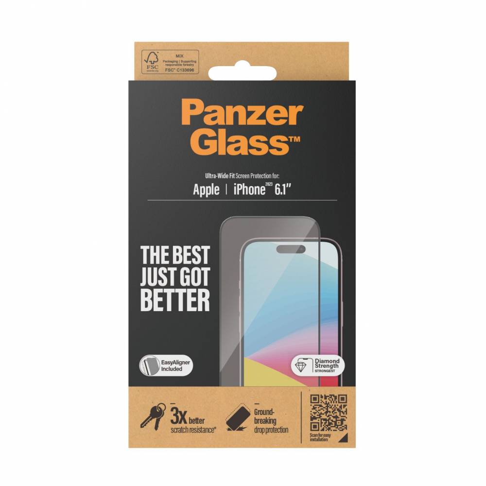PanzerGlass Screenprotector 2809 Screenprotector iPhone 15 | Ultrabrede pasvorm w. EasyAligner