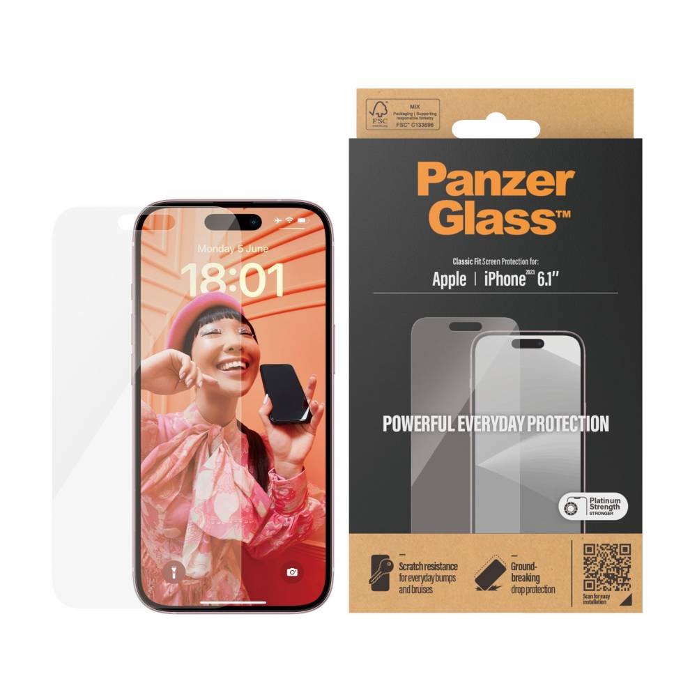 PanzerGlass Screenprotector Classic Fit Apple iPhone 15