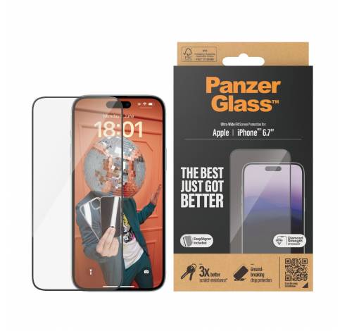 2811 Screen Protector iPhone 15 Plus | Ultra-Wide Fit w. EasyAligner  PanzerGlass