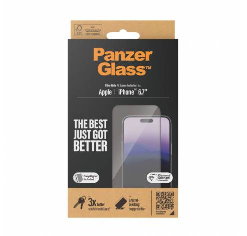 P2811 Privacy-screenprotector iPhone 15 Plus | Ultrabrede pasvorm w. EasyAligner  PanzerGlass