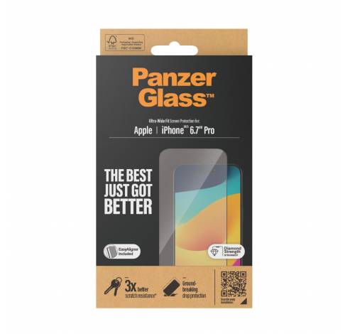 2812 Screenprotector iPhone 15 Pro Max | Ultrabrede pasvorm w. EasyAligner  PanzerGlass