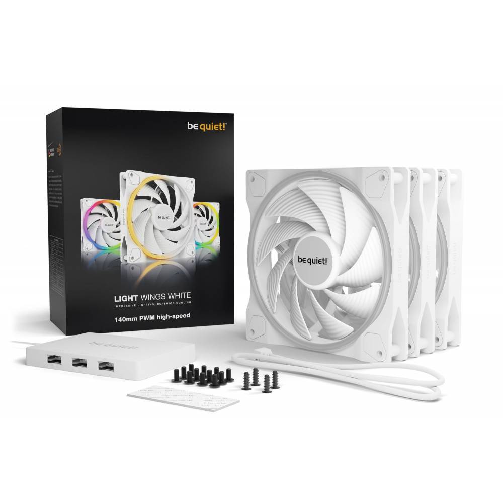 Be Quiet Computerkoeling light wings white 140mm pwm hig