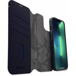 iPhone 14 Plus housse wallet amovible cuir bleu acier Decoded