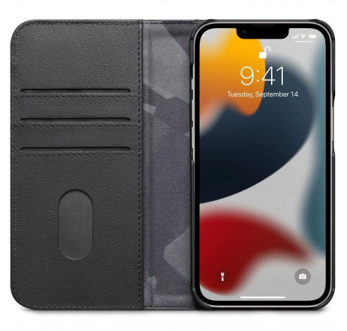 Leather Wallet Case Wallet iPhone 13 Zwart  Decoded
