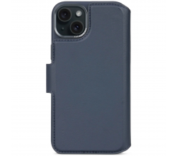 Leather Detachable Wallet iPhone 15 Navy         Decoded