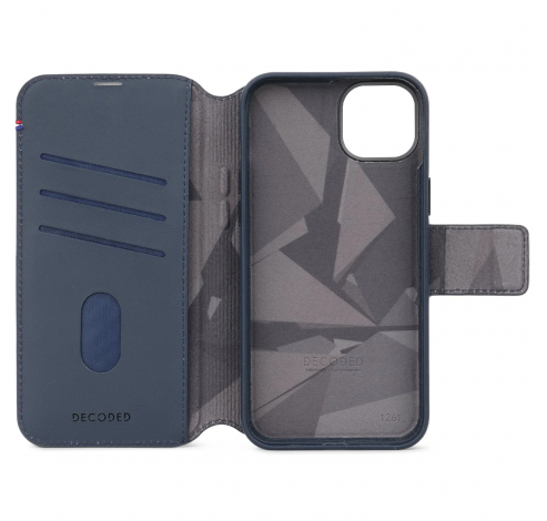 Leather Detachable Wallet iPhone 15 Navy          Decoded