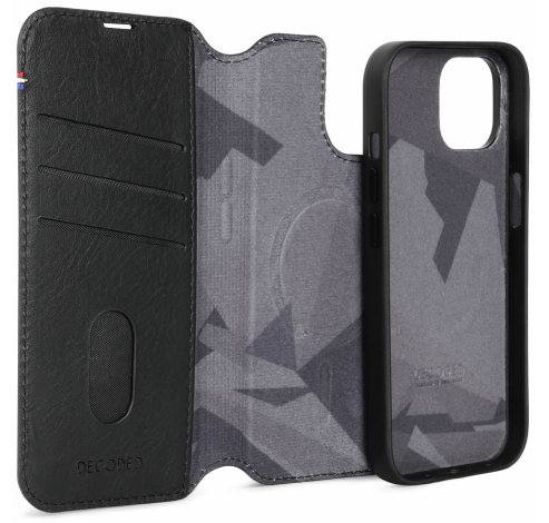 Leather Detachable Wallet iPhone 15 Black         Decoded