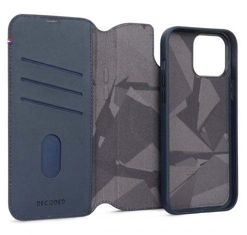 Leather Detachable Wallet iPhone 15 Pro Navy      Decoded