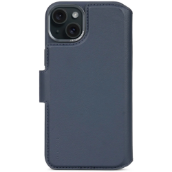 Leather Detachable Wallet iPhone 15 Plus Navy    Decoded