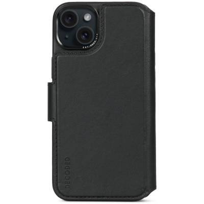 Leather Detachable Wallet iPhone 15 Plus Black   