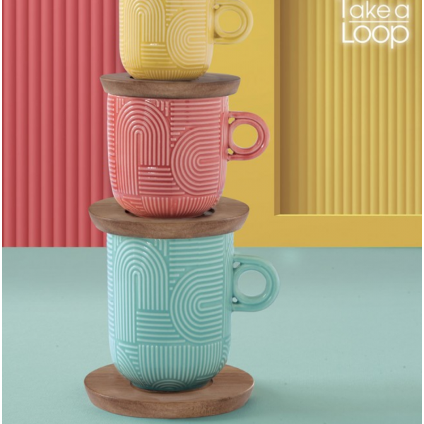 Loop Yellow Pink mug 350 ml Acacia Sauc (2 st) 