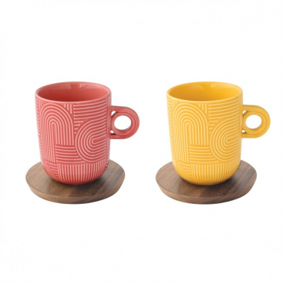 Loop Yellow Pink mug 350 ml Acacia Sauc (2 st)  Easy Life
