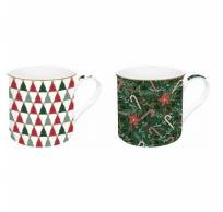 COFFRET 2 MUGS 30CL EN PORCELAINE FANCY CHRISTMAS 