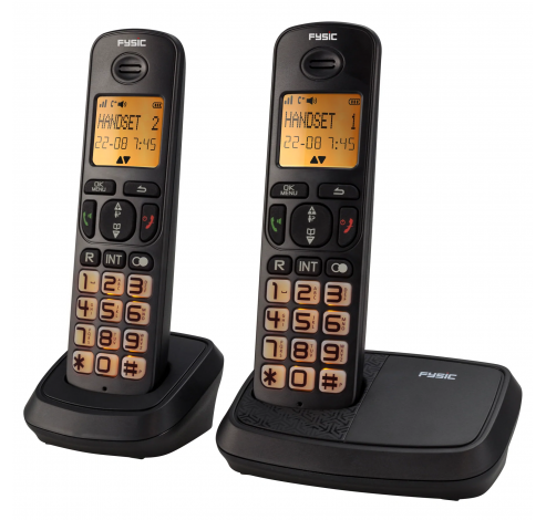 FX-5520 - Senioren DECT telefoon met grote toetsen en 2 handsets, zwart  Fysic