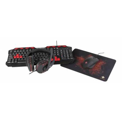 GAM-023FR gaming kit keyboard Azerty/mouse/mousepad/headset zwart 