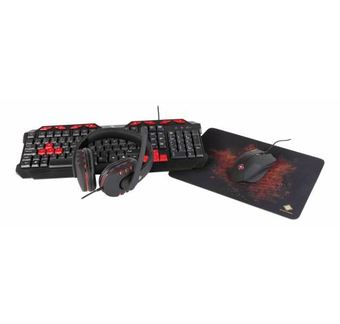 GAM-023FR gaming kit keyboard Azerty/mouse/mousepad/headset zwart  Deltaco