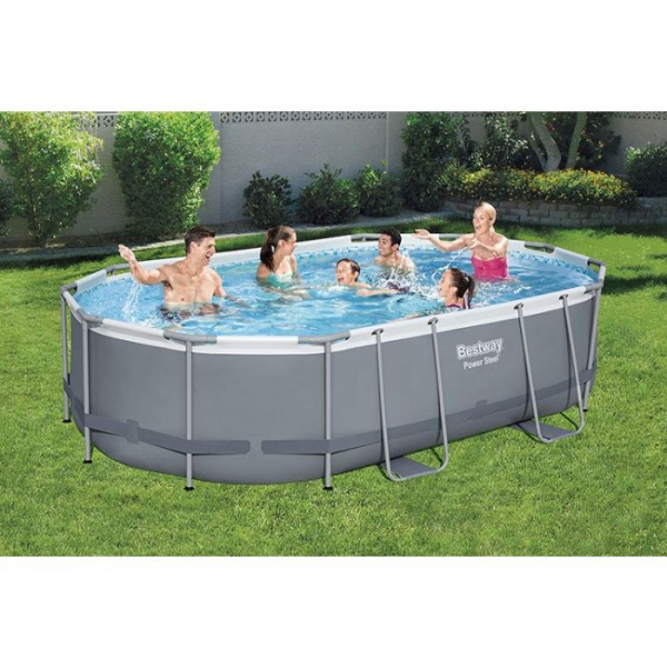 Bestway Power Steel - Opzetzwembad inclusief filterpomp en accessoires - 488x305x107 cm - Ovaal