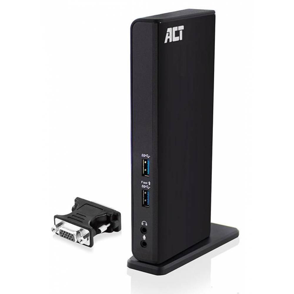 USB Dual Docking Station, met HDMI, DVI, 2x USB 3.2 Gen 1 (USB 3.0) , 4x USB 2.0, Ethernet en 2x 3,5mm 