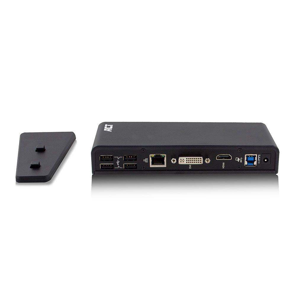 Act Docking Station PC USB Dual Docking Station, met HDMI, DVI, 2x USB 3.2 Gen 1 (USB 3.0) , 4x USB 2.0, Ethernet en 2x 3,5mm