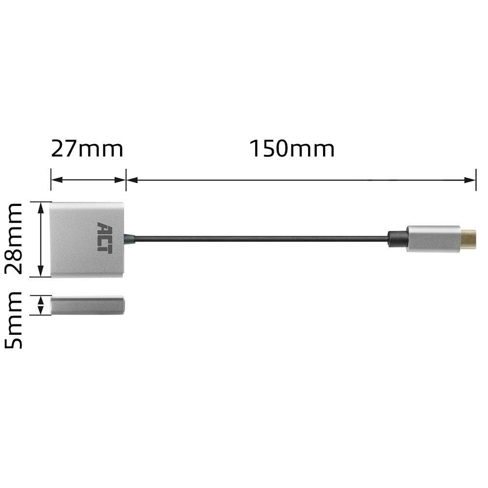 Act USB-kabel USB-C naar 3,5mm jack audio adapter en PD pass through