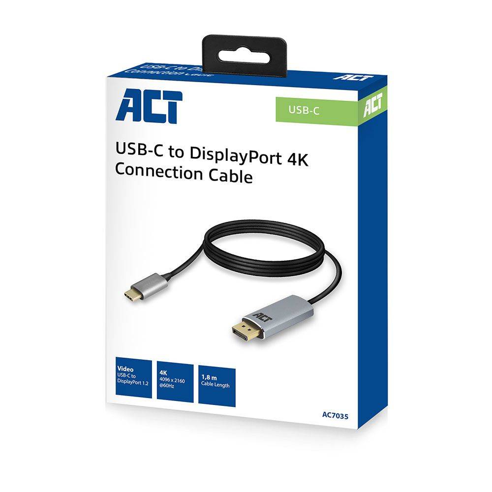 Act USB-kabel USB-C naar DisplayPort-kabel 1,8 meter