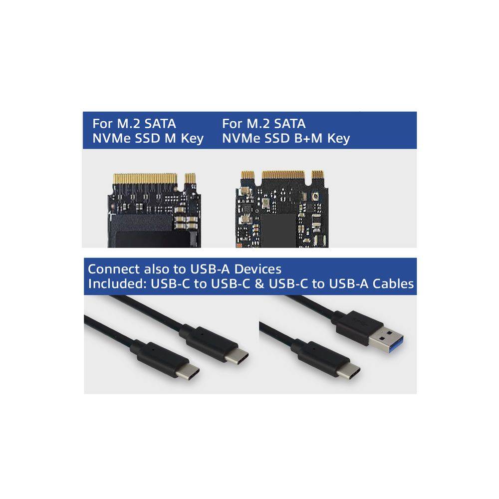 Act Hardeschijfbehuizing USB-C M.2 SATA en NVMe SSD behuizing